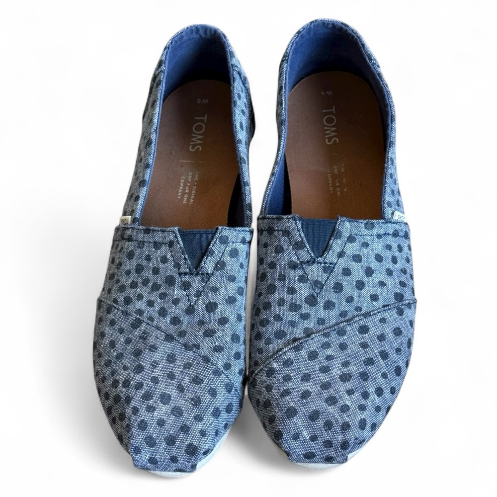 Toms Alpergata Blue Polka Dot Size 8 Loafer Flat Women’s Slip On Shoes